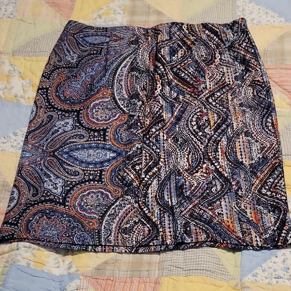 Paisley and Geometric Print Skirt
